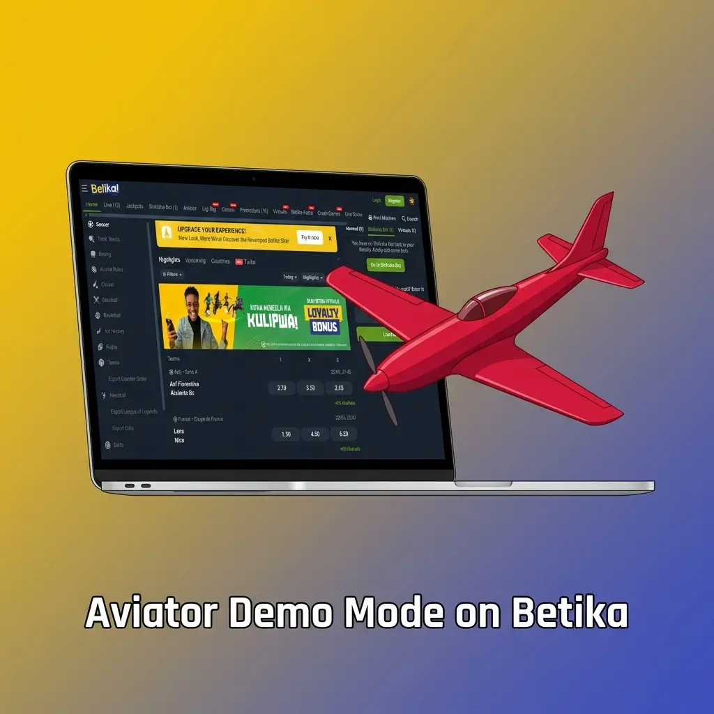 Betika Aviator demo mode interface showing virtual chips, multiplier curve, and free play features for risk-free practice
