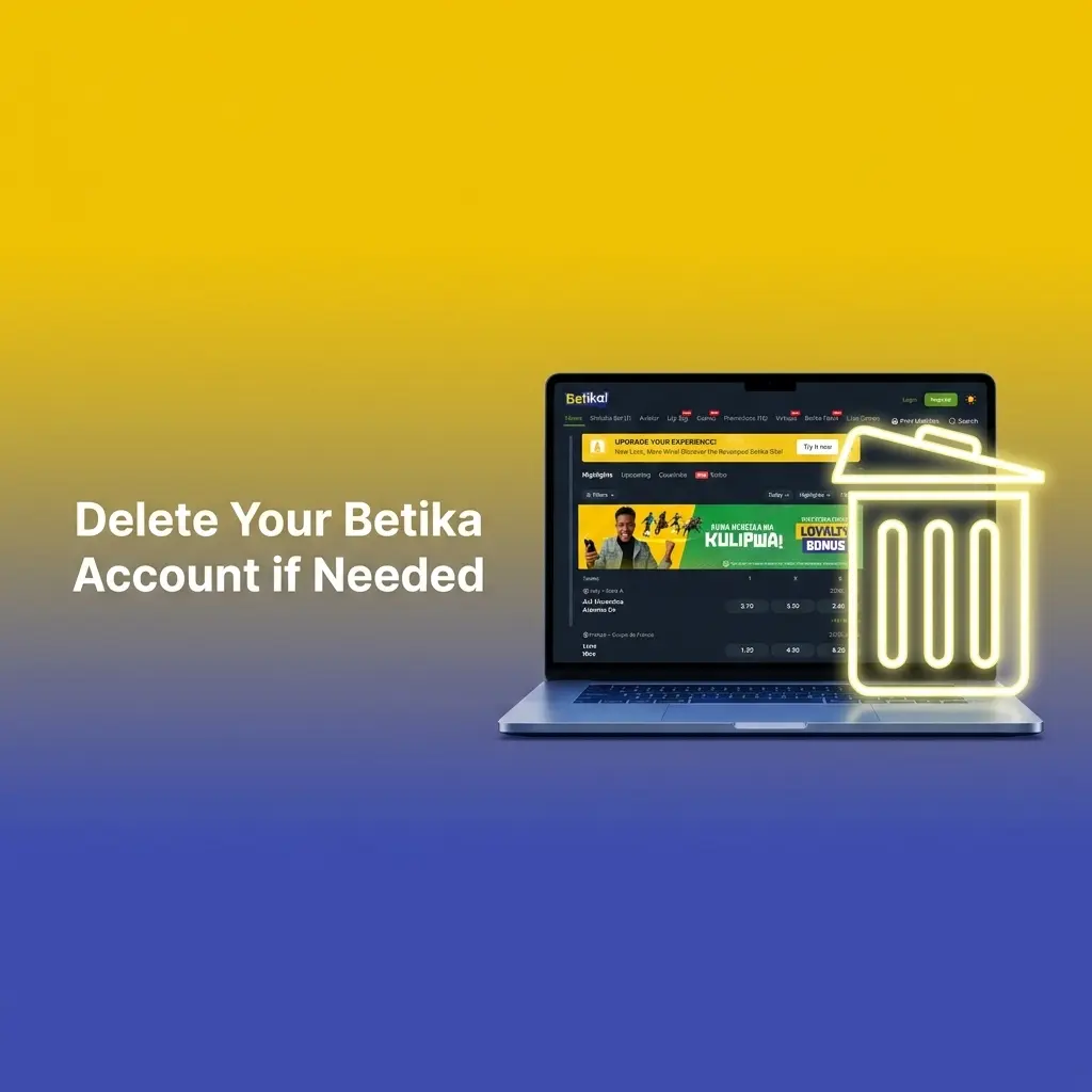 Betika account closure steps showing settings menu with self-exclusion and permanent deletion options for responsible gambling